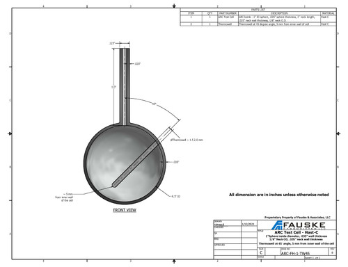 ARC Test Cell, Hast-C, 1/8" neck, thermowell, 45 degrees