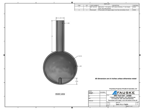 ARC Test Cell, 316SS, 1/4" neck, thermowell, 90 degrees