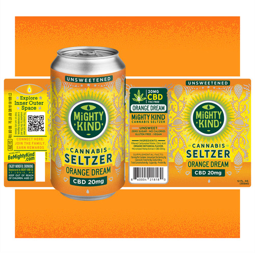 Mighty Kind's 20mg orange dream CBD hemp derived cannabis seltzer is unsweetened and made with zero sugar!