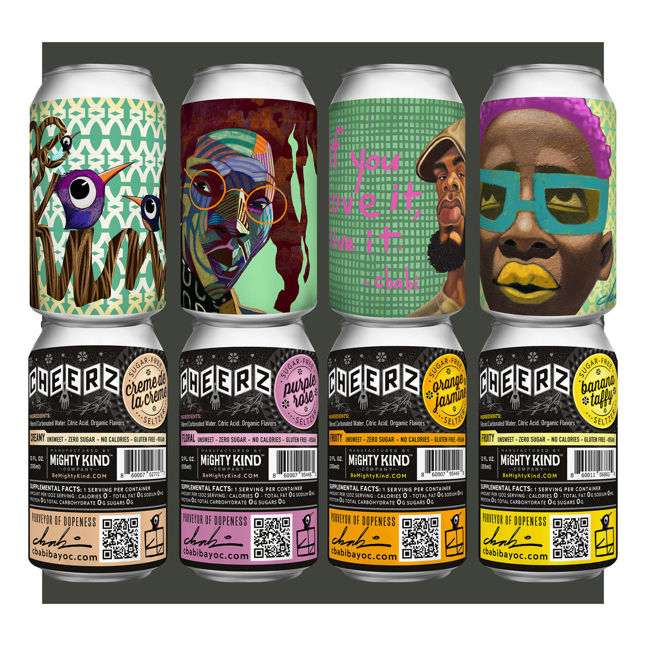 Image of Mighty Kind's Cheerz x Cbabi Bayoc collaboration seltzers!