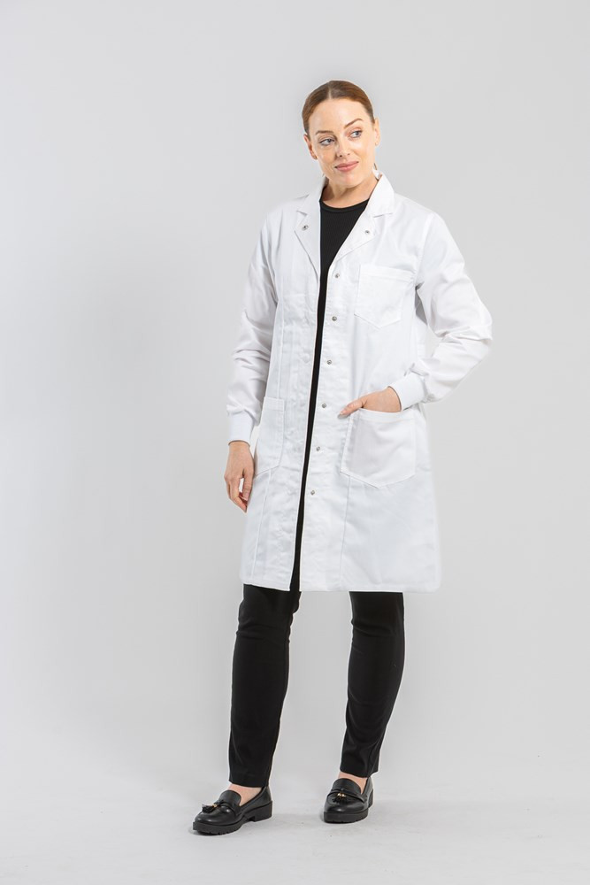 Simmons Knit Cuff Lab Coat - Ladies White