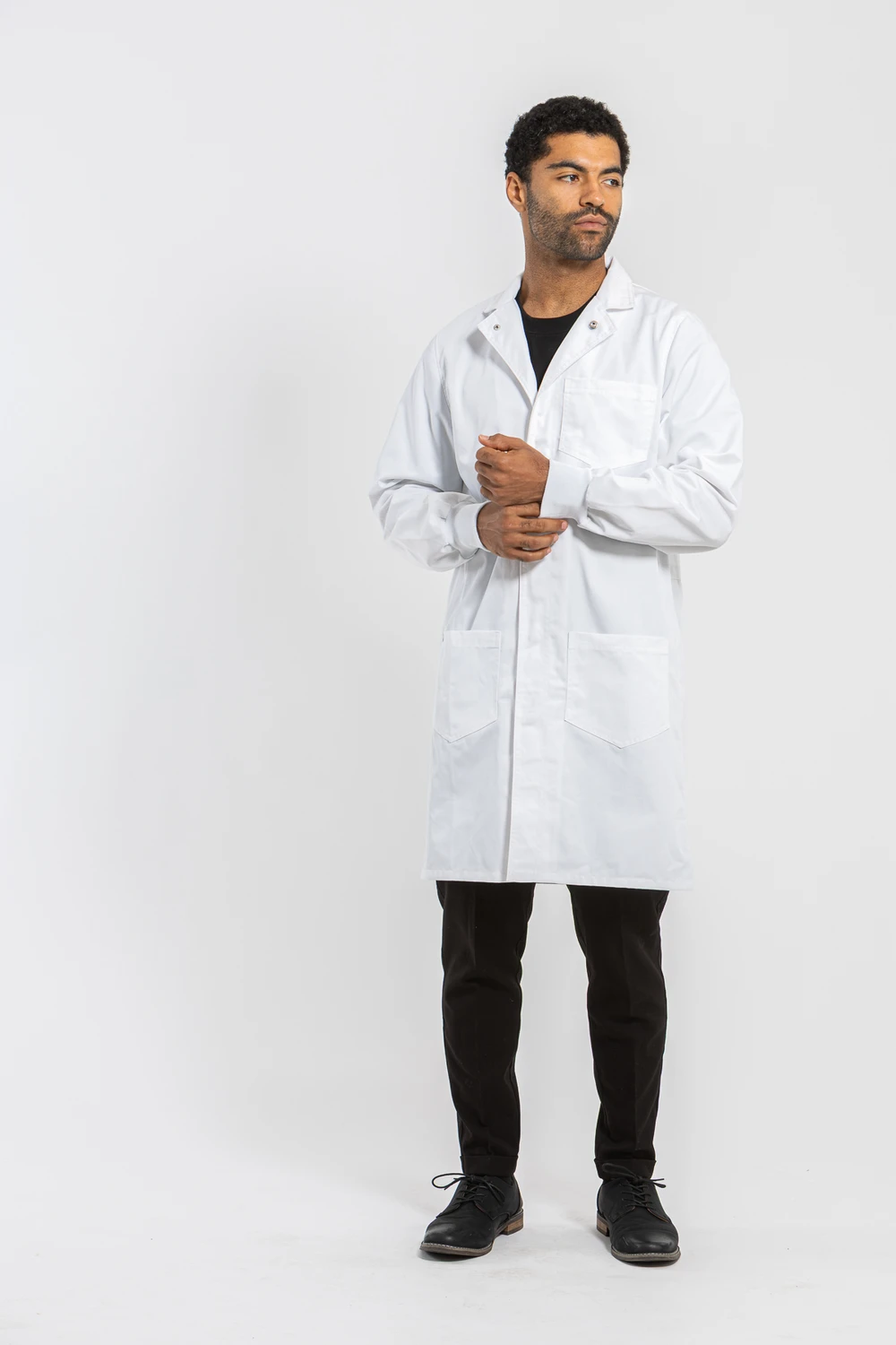 Simmons Knit Cuff Lab Coat - Unisex White