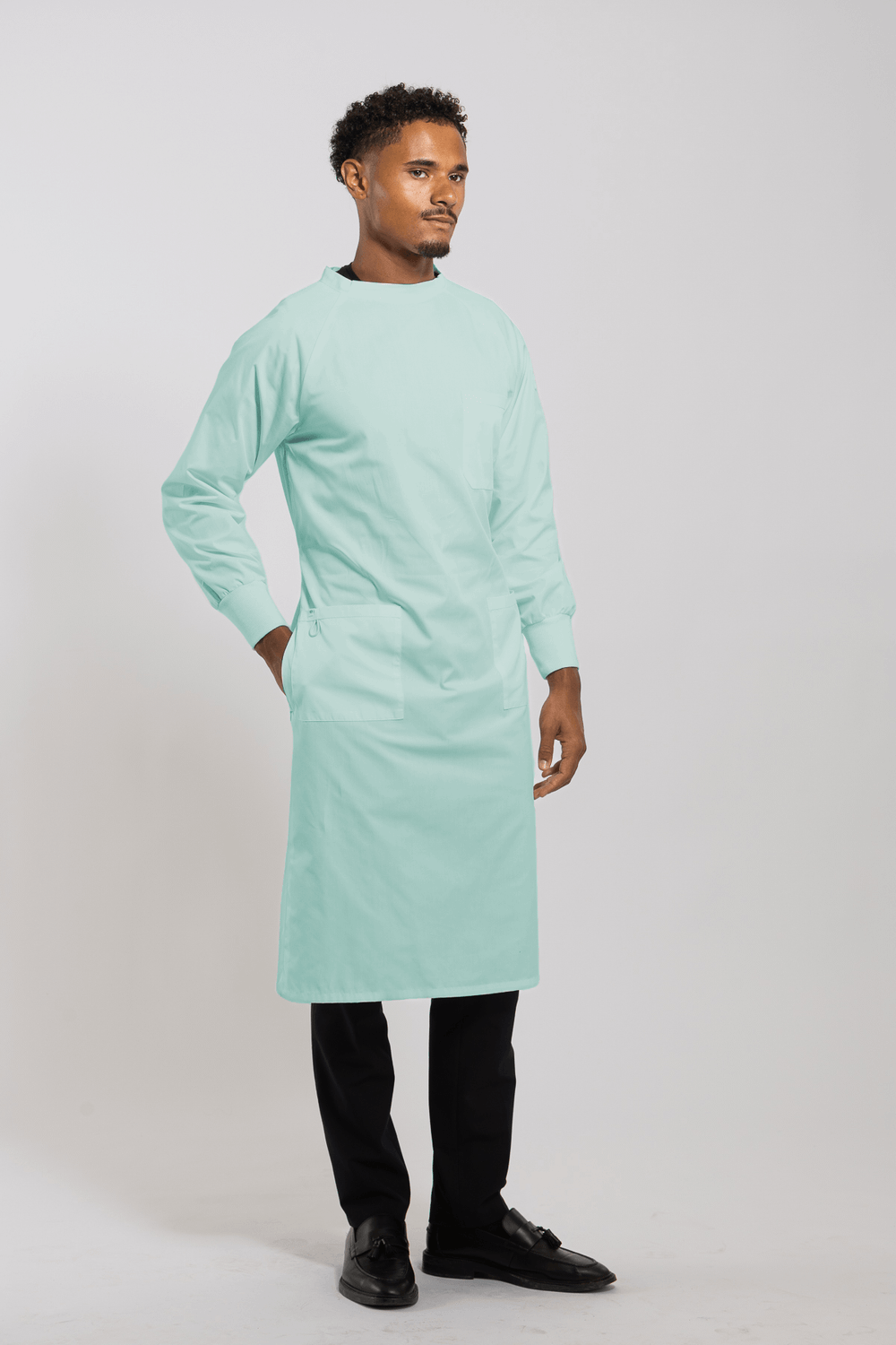 Clarke Hi-Neck Lab Gown - Sea Foam