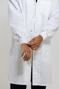 Simmons Knit Cuff Lab Coat - Unisex White