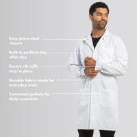 Simmons Knit Cuff Lab Coat - Unisex White