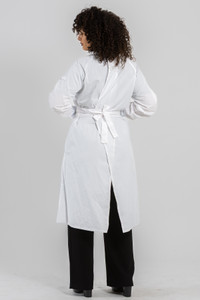 Clarke Hi-Neck Lab Gown - White