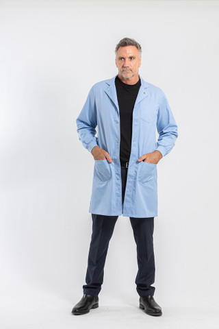 Simmons Knit Cuff Lab Coat - Unisex Cashmere Blue