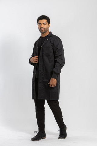 Simmons Knit Cuff Lab Coat - Unisex Black