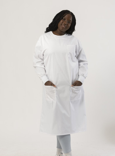 Knit Cuff Lab Gown White Knit Cuff Lab Gown White