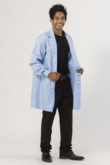 Knit Cuff Lab Coat - Light Blue