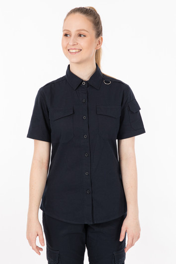 Short Sleeve Womens Cargo Utility Work Shirt