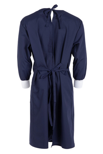 Knit Cuff Navy Lab Gown - White Cuffs Knit Cuff Navy Lab Gown - White Cuffs