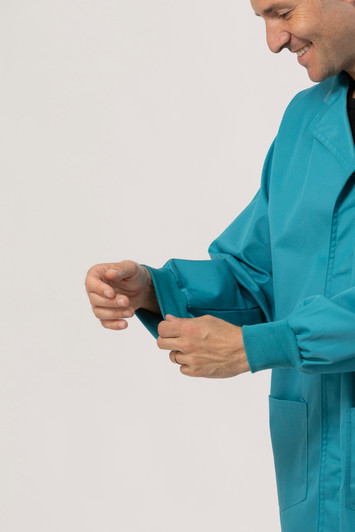 Knit Cuff Lab Coat - Teal