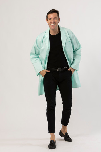 Knit Cuff Lab Coat - Sea Foam