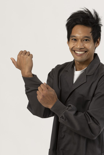 Knit Cuff Lab Coat - Charcoal