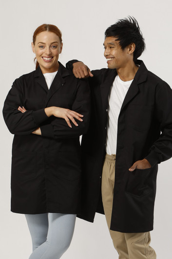Knit Cuff Lab Coat - Black