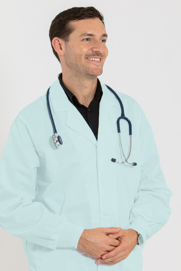 Knit Cuff Lab Coat Sea Foam - Inner Pockets - Pharmacy Coat