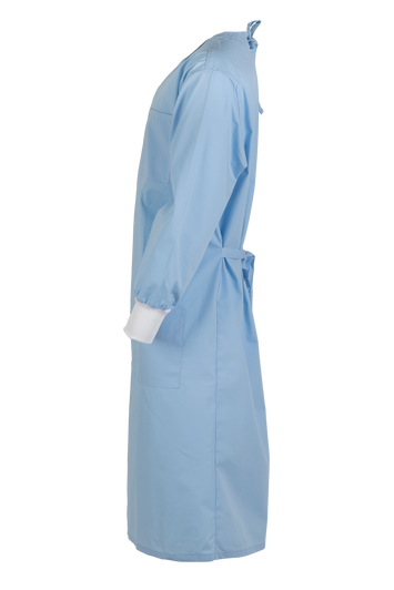 Knit Cuff Lab Gown Sky Blue - White Cuffs Knit Cuff Lab Gown Sky Blue - White Cuffs