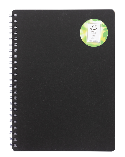 A4 140pg Black Spiral Notebook