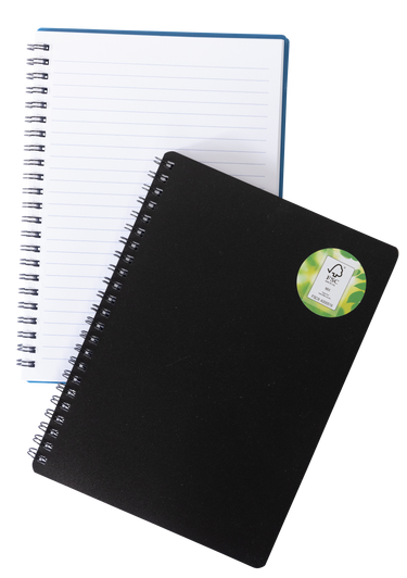 A4 140pg Black Spiral Notebook