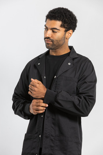 Simmons Knit Cuff Lab Coat - Unisex Black