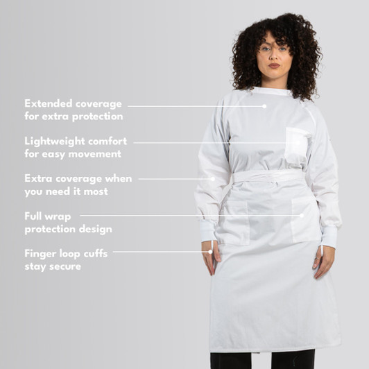 Clarke Hi-Neck Lab Gown - White