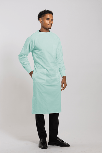 Clarke Hi-Neck Lab Gown - Sea Foam