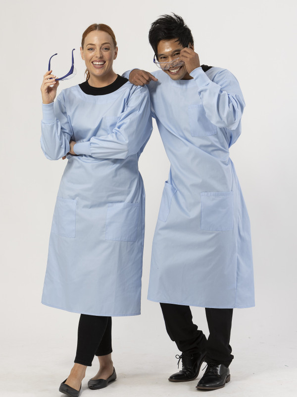 Essential Knit Cuff Lab Gown - Light Blue