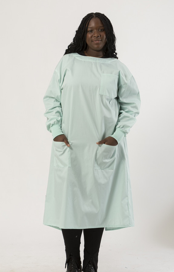 Essential Knit Cuff Lab Gown - Sea Foam