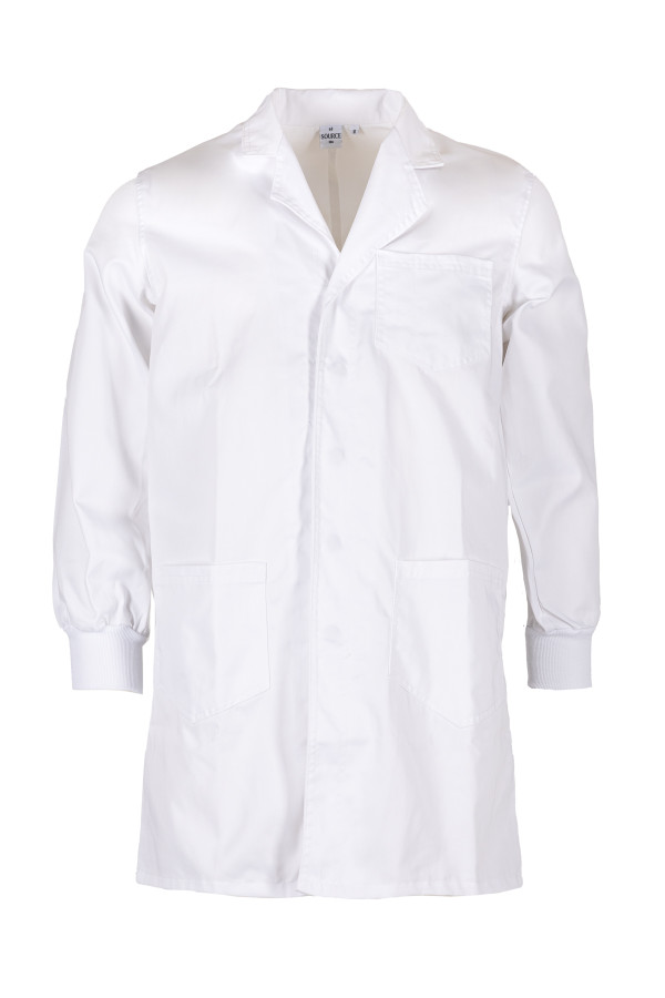 Essential Knit Cuff Lab Coat - White
