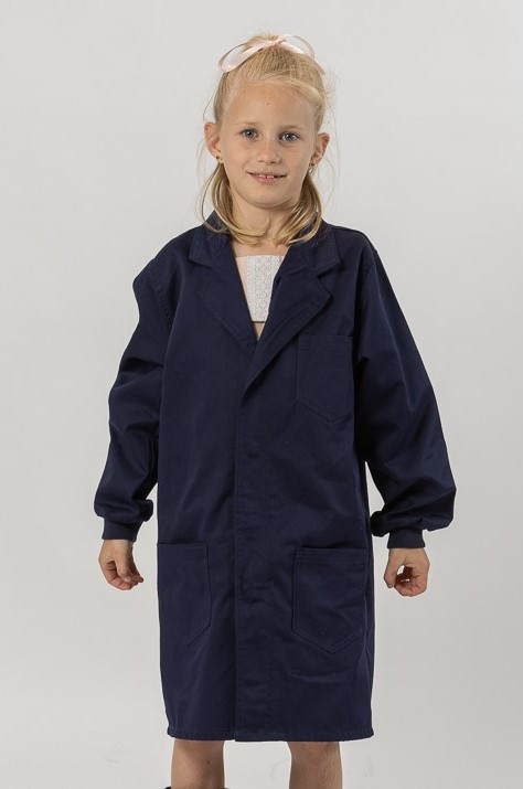 Essential Junior Knit Cuff Lab Coat - Navy