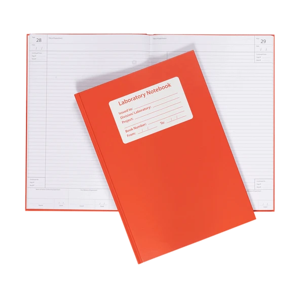 Lab Notebook 128pg Lined Red
