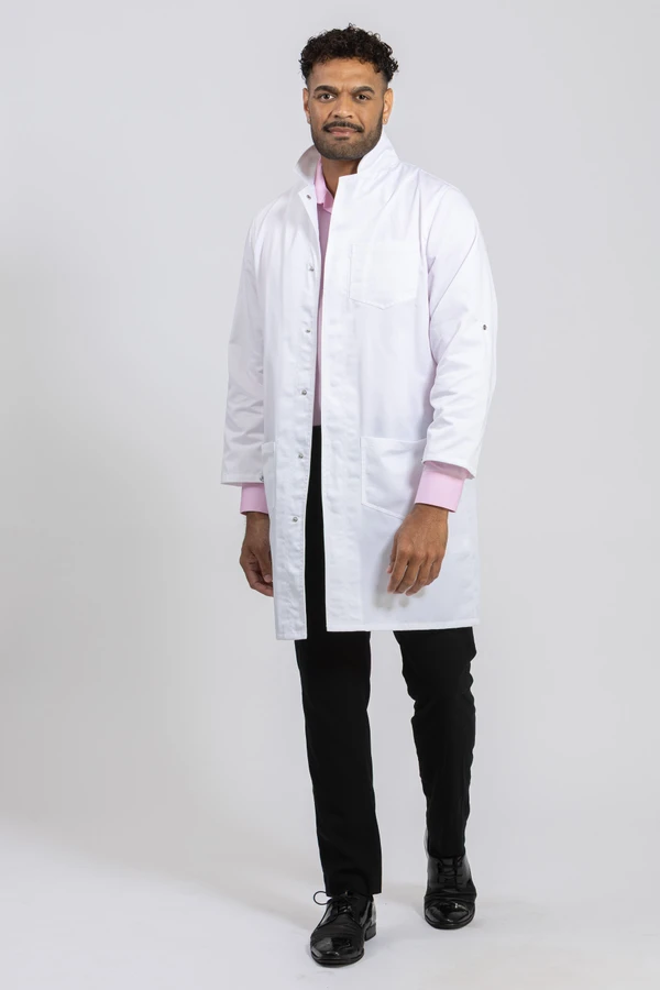 Fleming Cotton Lab Coat - Unisex White