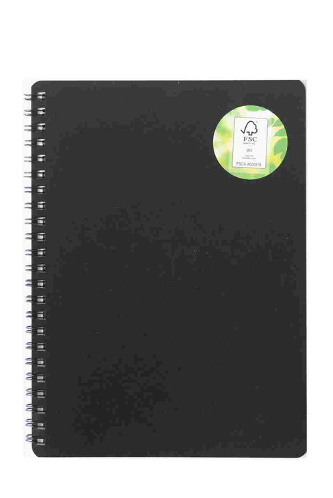 A4 140pg Black Spiral Notebook