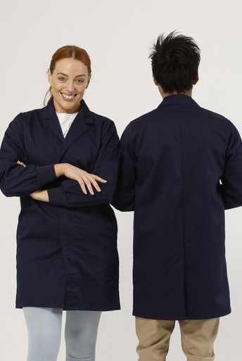 Knit Cuff Lab Coat Navy - Concealed Pockets - Lab Coat Co