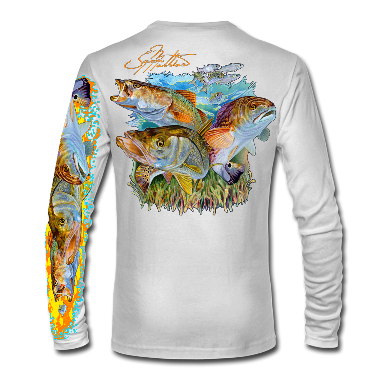 Florida Redfish Long Sleeve Performance Fishing Shirt 3XL / White