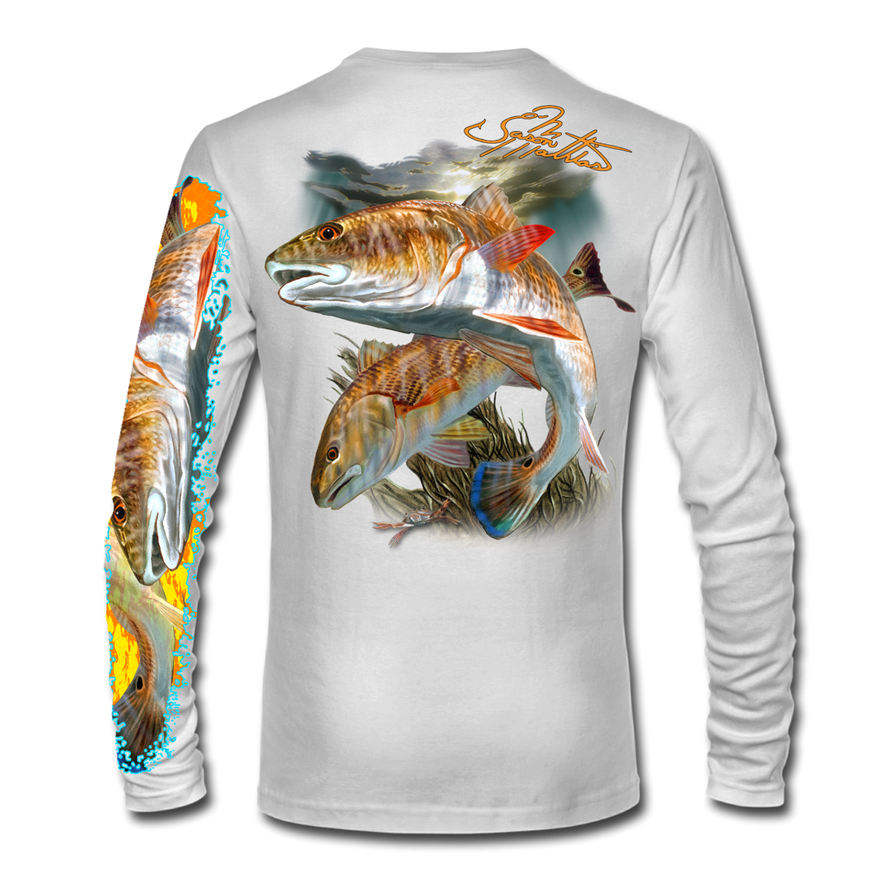 US Redfish Fishing Boat Customize Name Fishing T-Shirts, Long