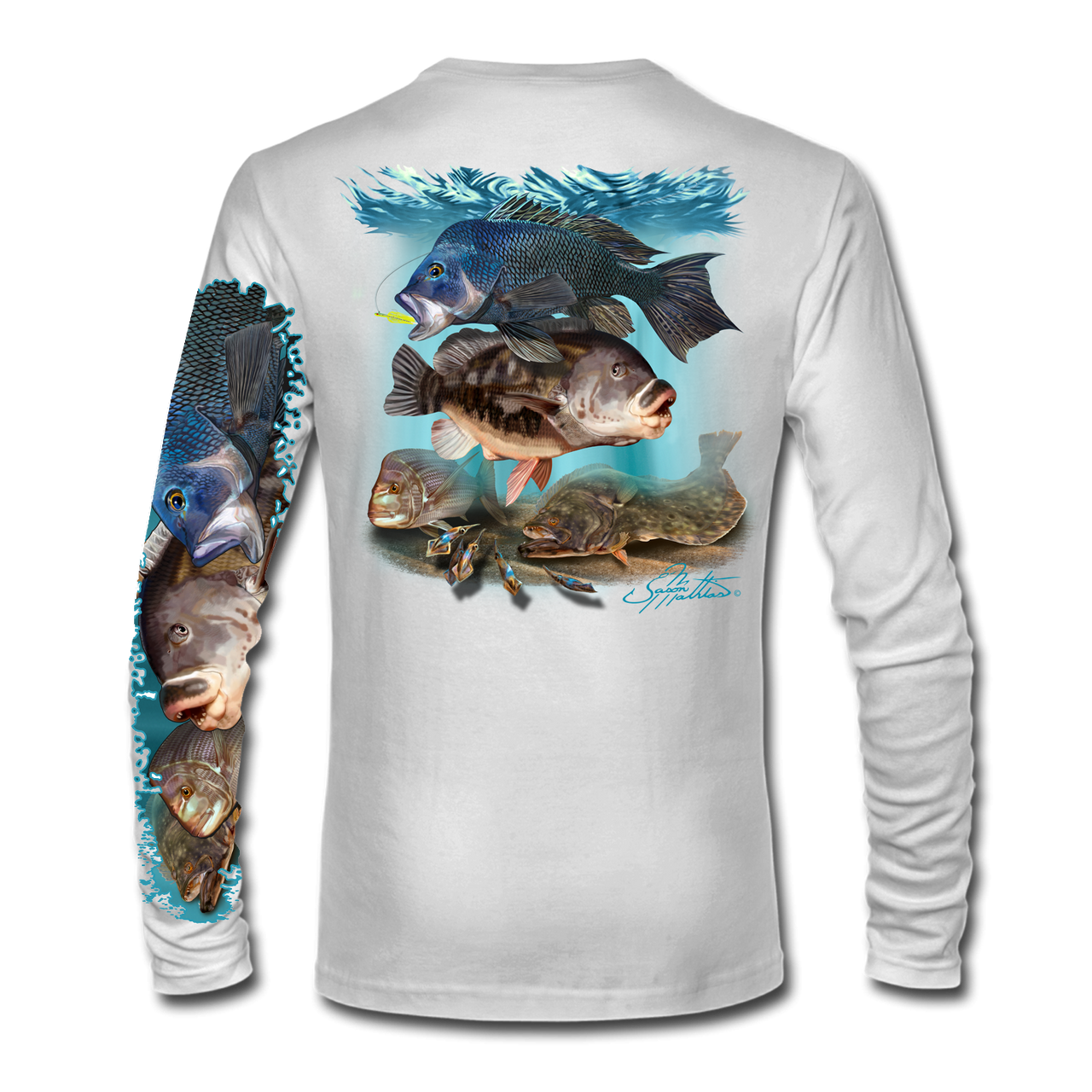 High Performance UPF 50+ Long Sleeve Fishing Shirt by Jason Mathias Art -  Northeast Inshore Slam