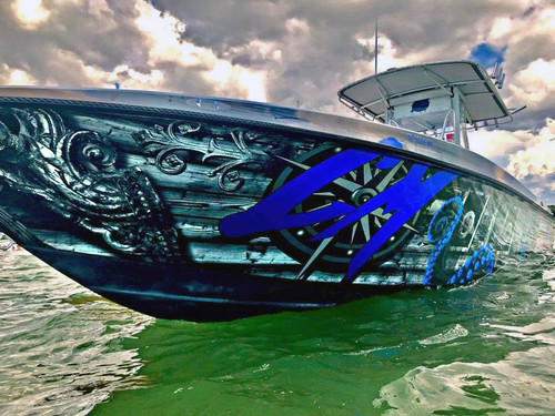 Boat Wrap Marlin Stripes Jason Mathias Art Studios