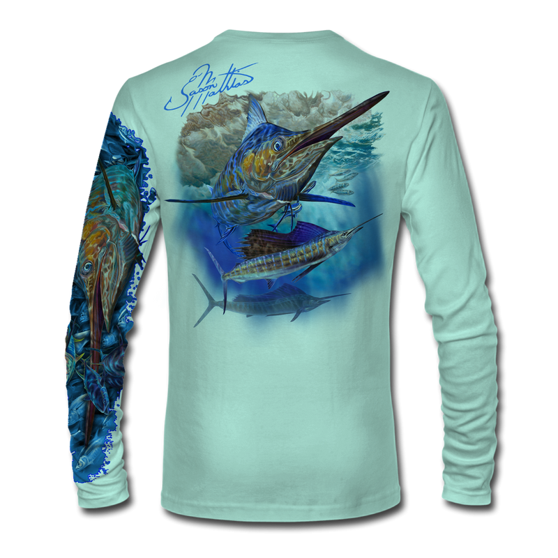 SouthBound LS Dry Fit Teal Fish Shirt