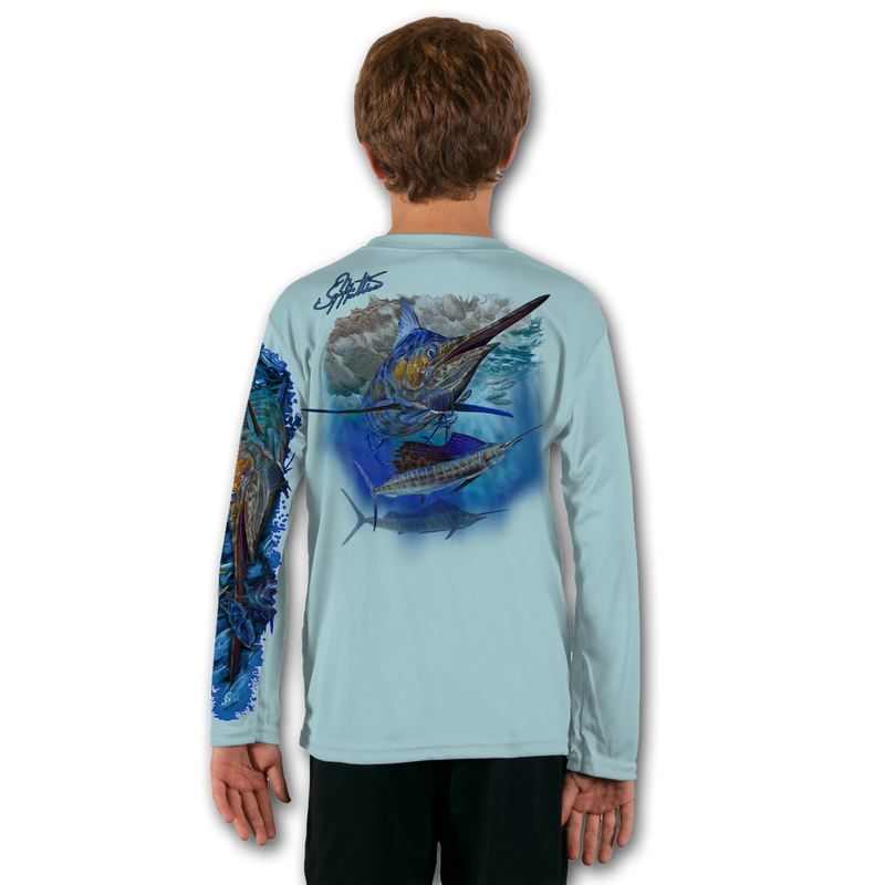 Youth LS High Performance tee shirt (Marlin Sailfish) - Jason Mathias Art  Studios