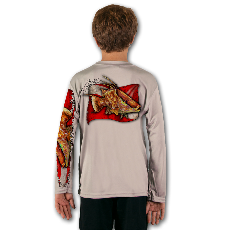 Youth LS High Performance tee shirt (Lobster Dive)