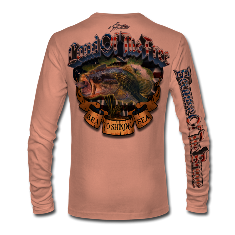 Hunting Fishing Largemouth Bass Fathers Day Back Print Long Sleeve T-shirt