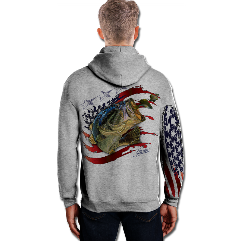 GAMEFISH USA Pullover Fleece Hooded Fishing Sweatshirt Bass