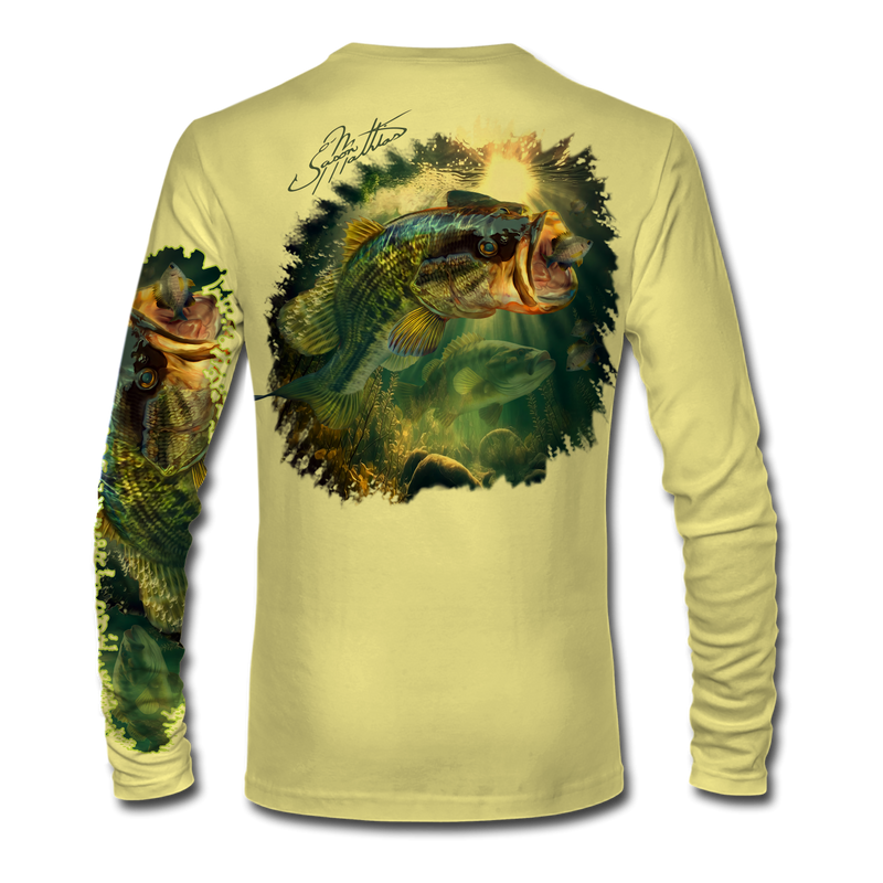 Savage Angler Bass Series Men's Long Sleeve Performance Fishing Shirt -  Neon Yellow