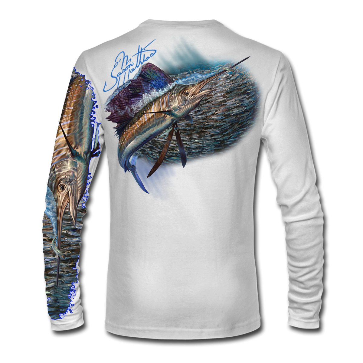 LS High Performance tee shirt (Marlin Sailfish) - Jason Mathias Art Studios