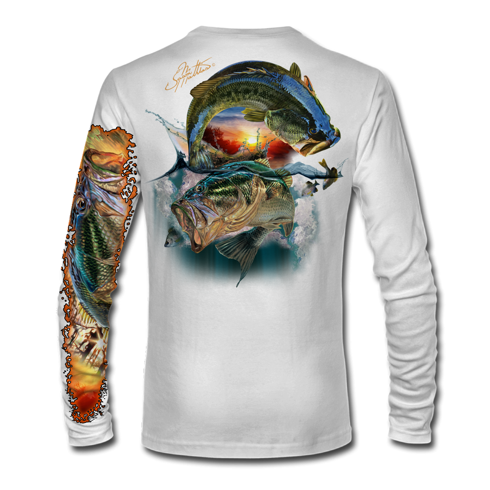 LS High Performance tee shirt (Jumping Largemouth Bass) - Jason Mathias Art  Studios