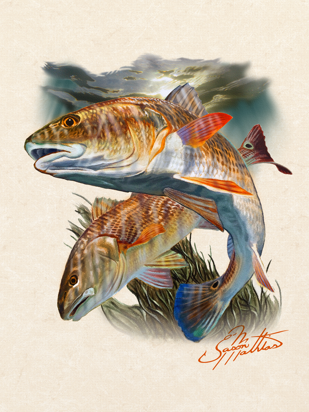 Bull Red Fishing shirt — Ray's Custom Art