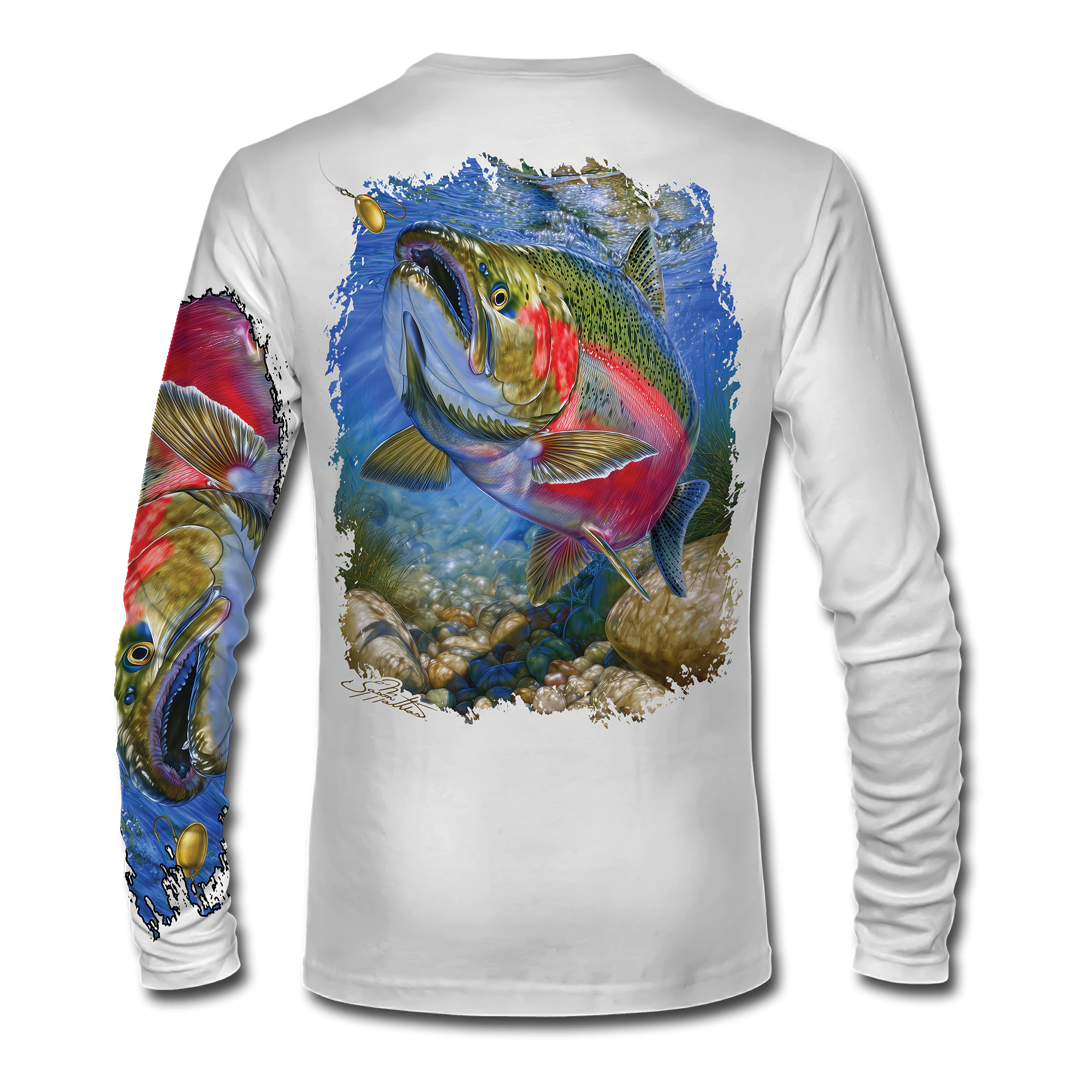 steelhead-trout-fishing-shirt-performance-upf50-jasonmathias-back-white-shirt.png