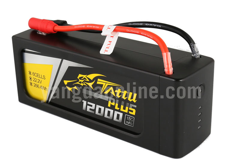 Gens Tattu Plus 12000mAh 22.2V 15C 6S1P Lipo Smart Battery Pack With AS150 + XT150 Plug
